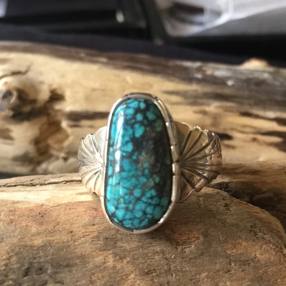 SOLD Vintage Navajo Native Turquoise Ring 11 1/4 - Picture 4 of 11